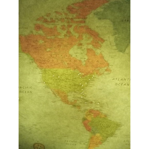 Laminated Rand McNally Modern World Map Genuine Black Wood Frame 33"wx22h - Picture 6 of 12